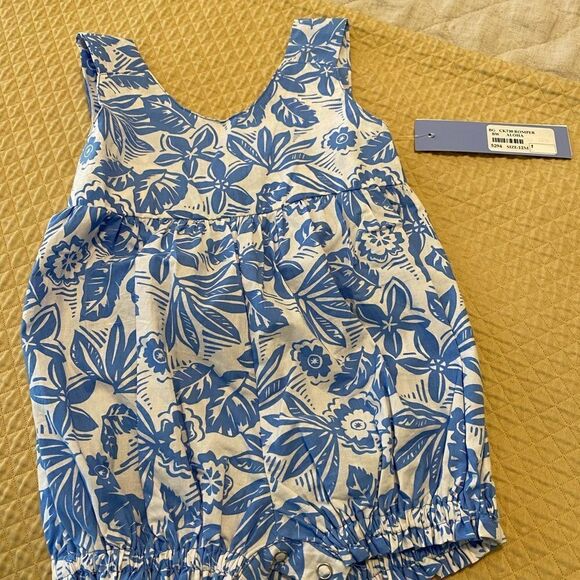 Baby Romper, Blue Ginger, Hawaiian Print, 12 mth, Cotton, Adjustable Straps - Picture 8 of 11